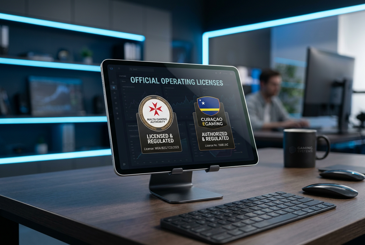 Digital display of international gaming licenses